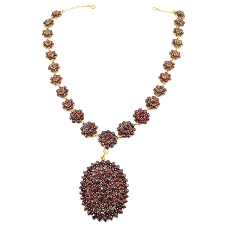 Antique Hungarian Garnet Necklace - 1900s at 1stDibs