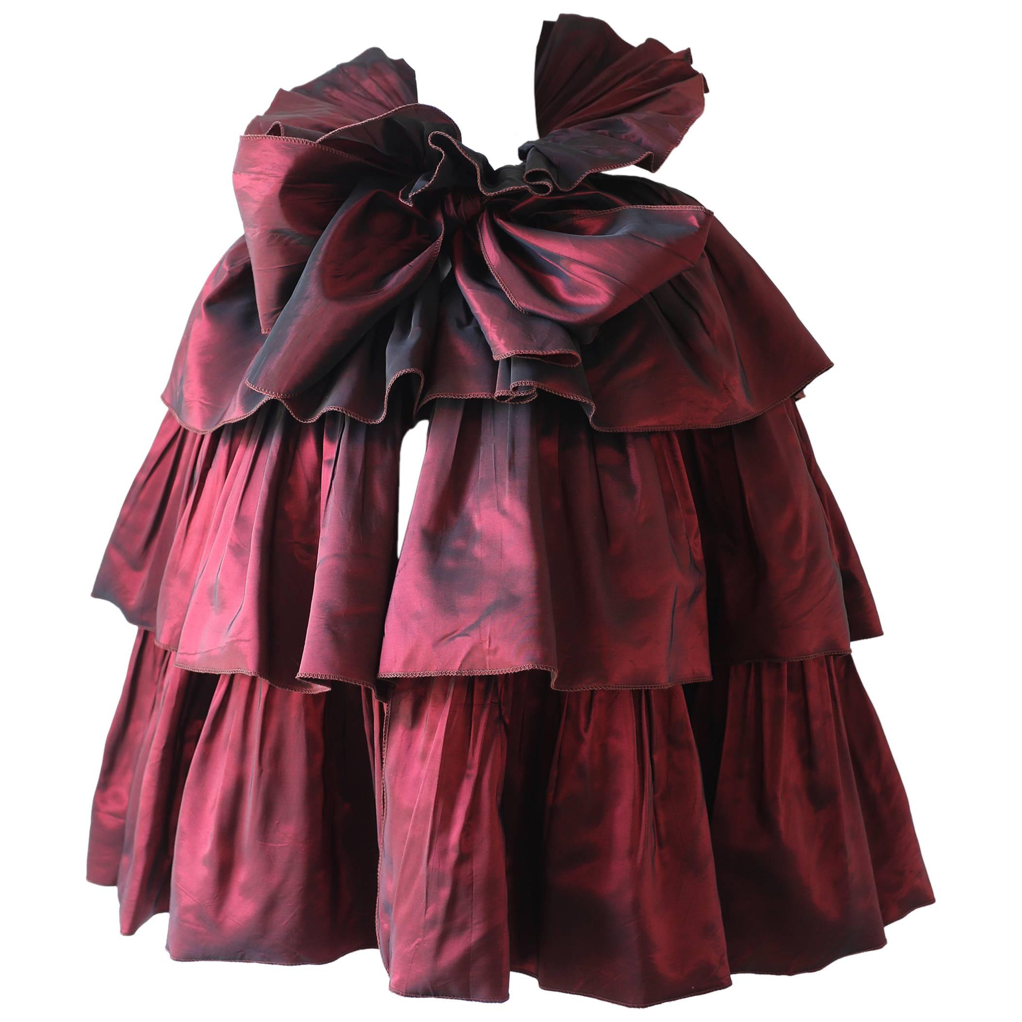 Roland Klein at Marcel Fenez silk taffeta evening cape, c. 1980s