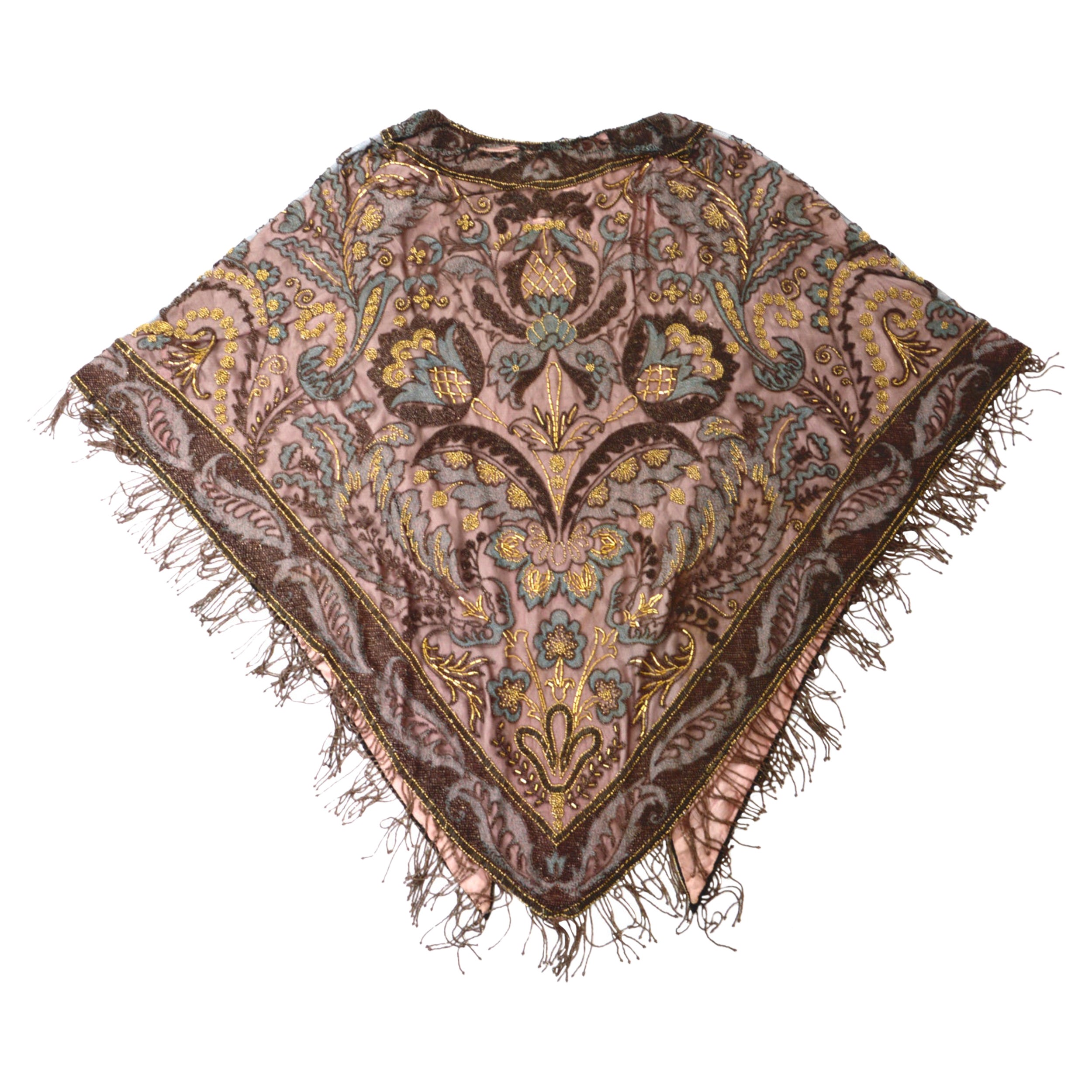 Liberty & Co London Paris art nouveau museum-worthy embellished beaded scarf  For Sale