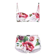 Dolce & Gabbana peony rose print multicolour swimwear bikini bra and bottom