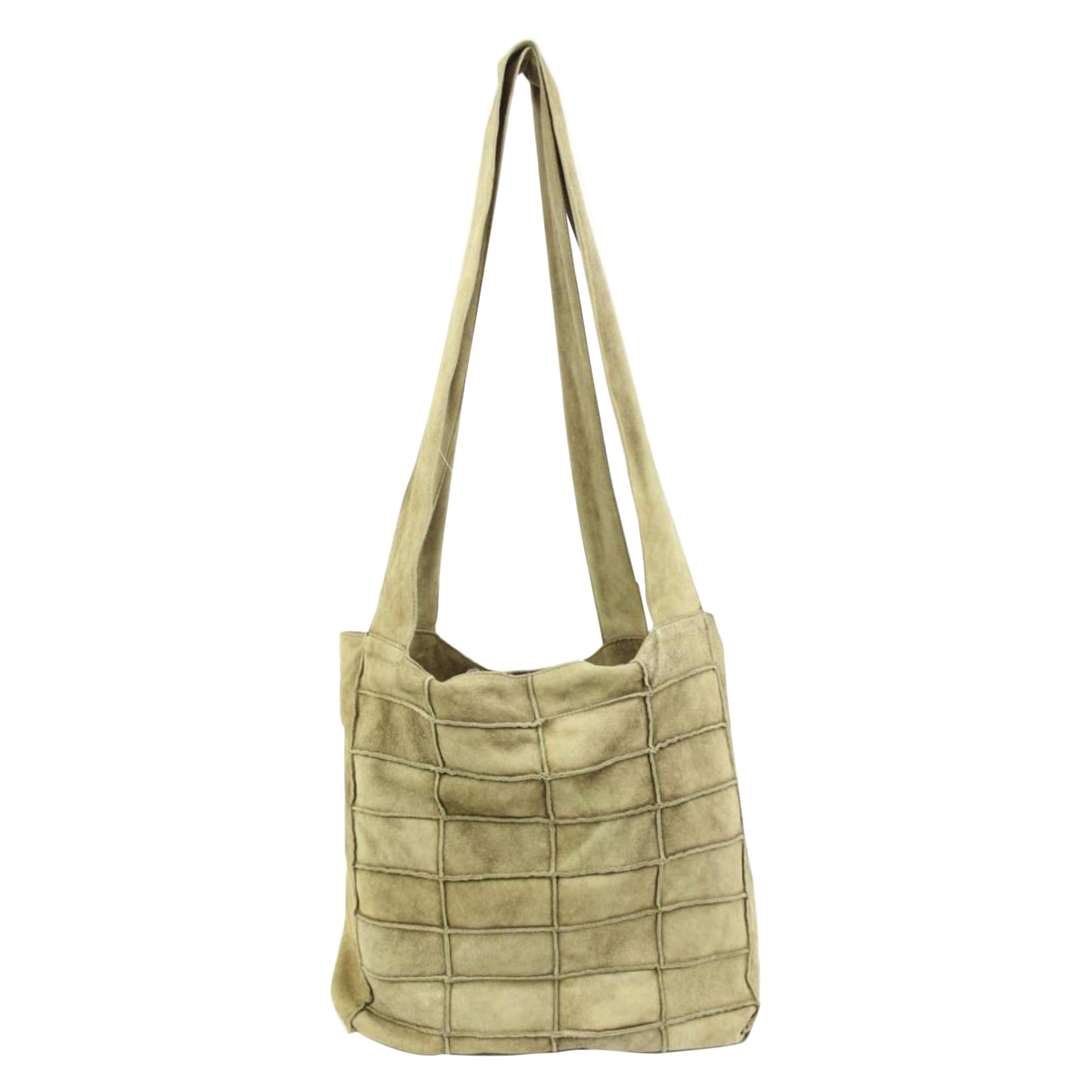 Chanel Light Brown Suede Patchwork Messenger Shopper Bag 87cz418s For Sale
