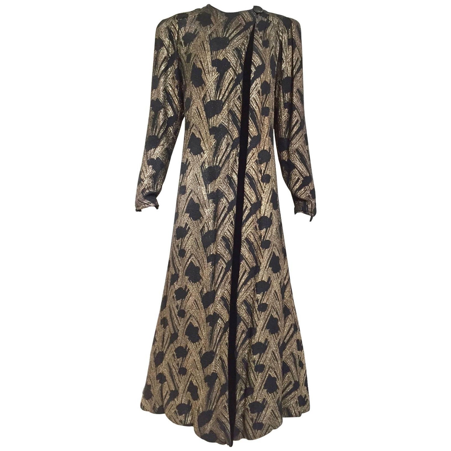 1930s Black Brocade Gold lamè Floral Evening Coat For Sale at 1stDibs |  brocade evening coat