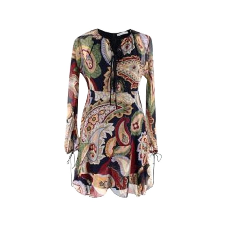 Multicolour Paisley Print Silk Georgette Dress For Sale