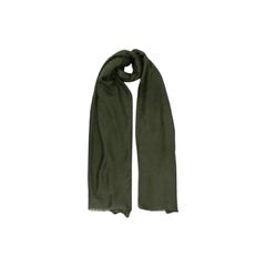 Khakifarbener GG-Schal aus Wolle und Seide mit Monogramm