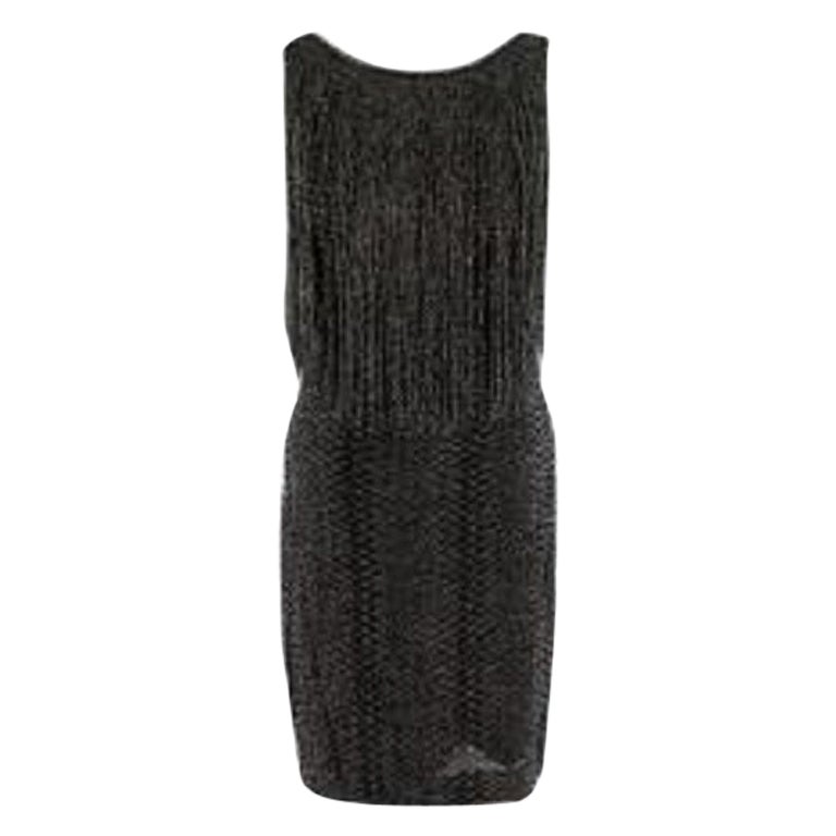 Black metallic fringed dress For Sale