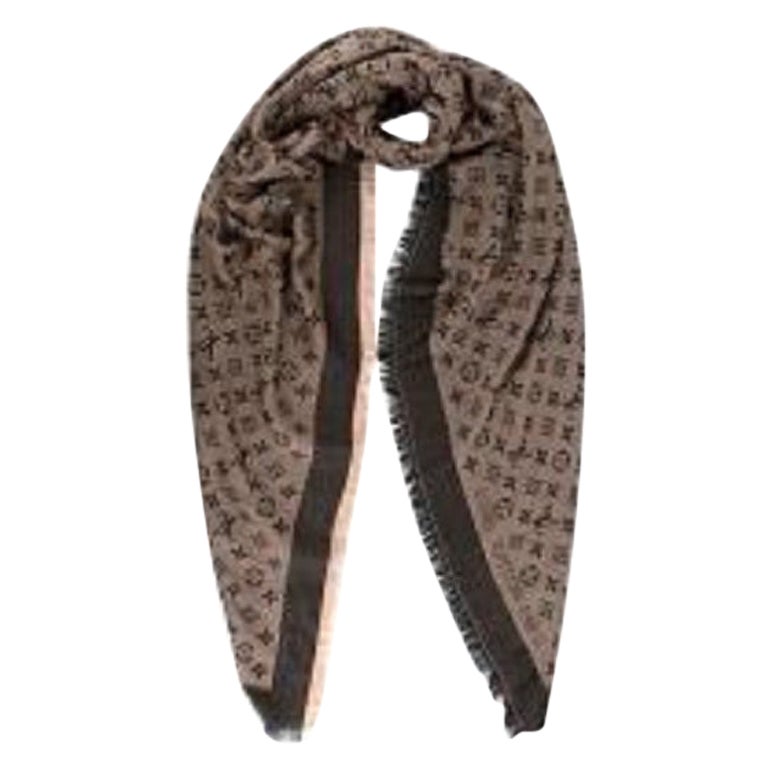 Black and Beige Monogram Denim Shawl 