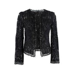 Black Sheer Embellished Sequin Cropped Jacket