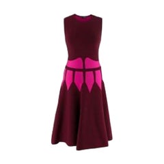 Burgundy & Pink Jacquard Knit Skater Dress