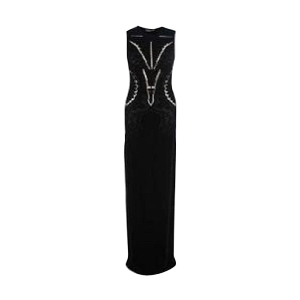 Black Sheer Panel Detail Stretch-Knit Gown For Sale