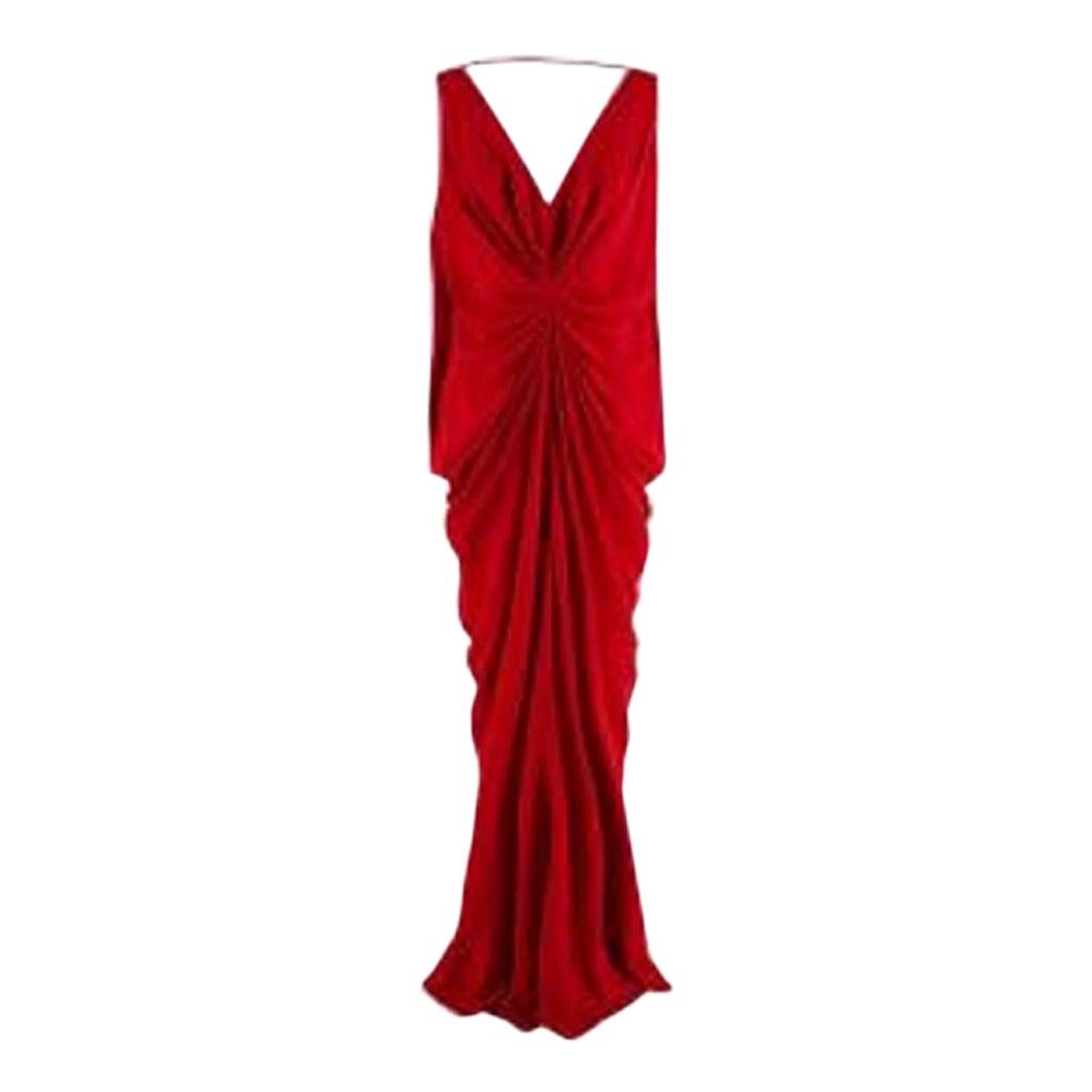 Red Draped Silk Limited Edition Butterfly Gown