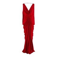 Red Draped Silk Gown