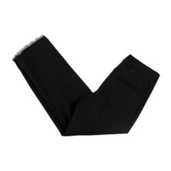 Black Wool Tailored Trousers with Chain Embellished Hem