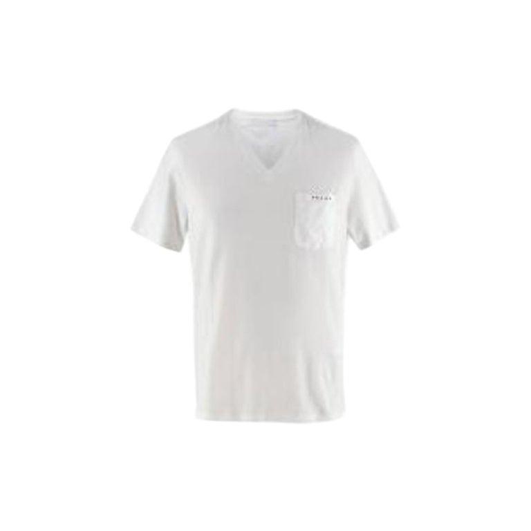 V Neck White T Shirt with Nylon Pocket For Sale