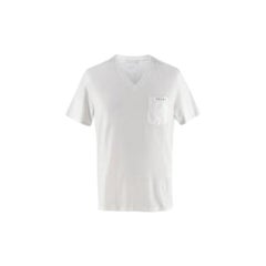 V Neck White T Shirt with Nylon Pocket