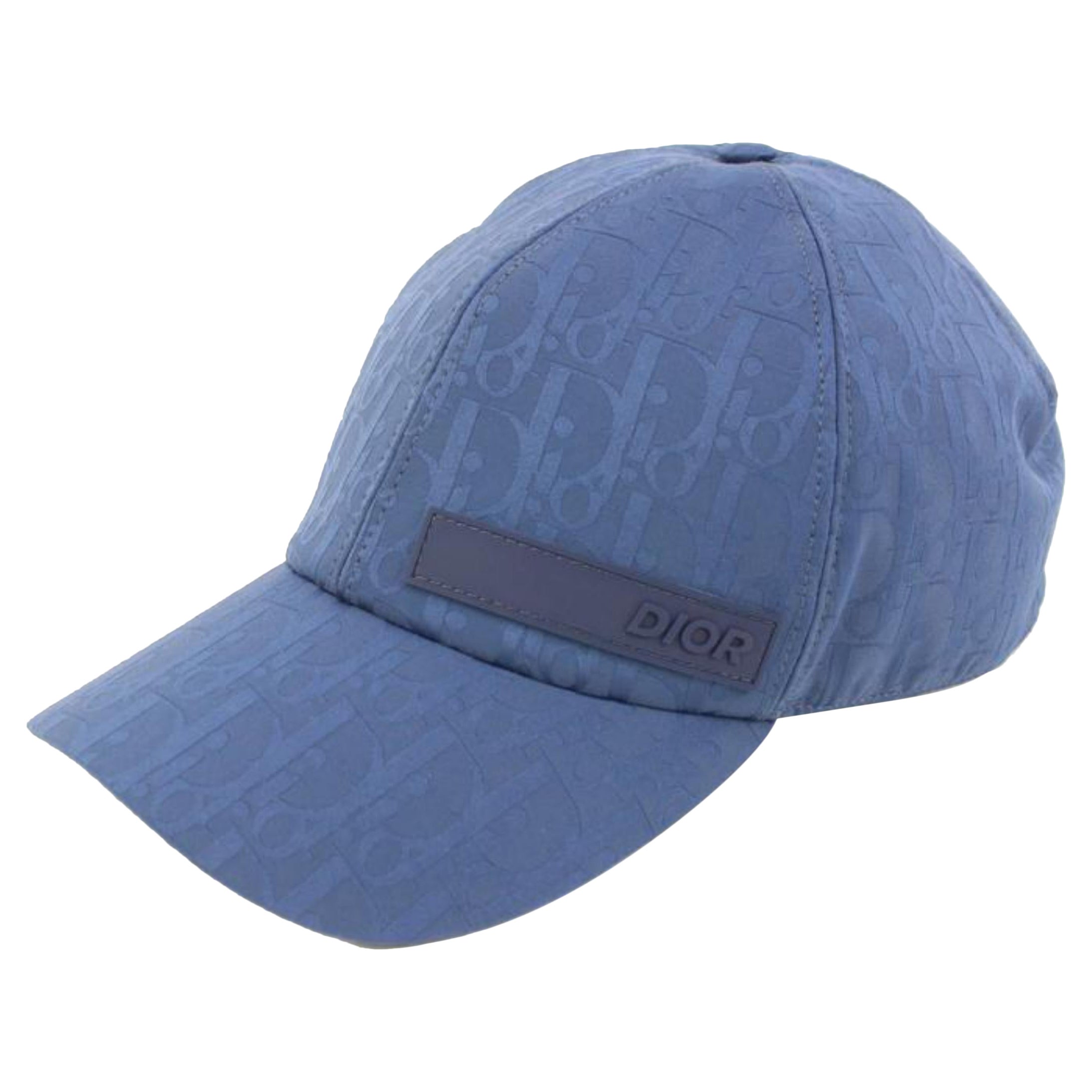 Dior - Grand chapeau de baseball en forme de casquette avec trompette oblique bleu marine, 3D419S