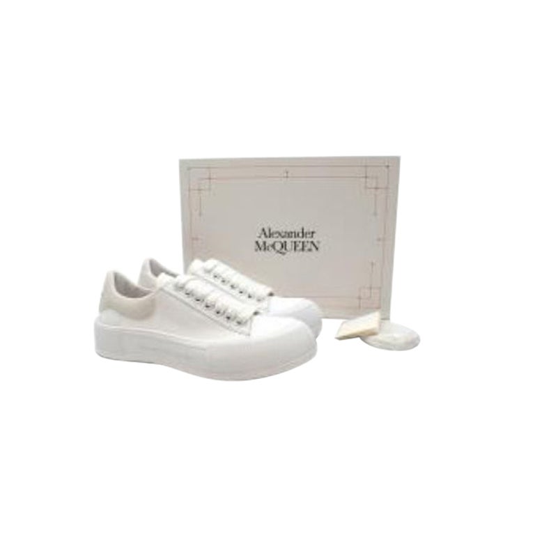 White Canvas Deck Sneakers For Sale
