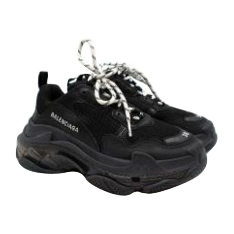 Triple S Leather And Mesh Mid-top Sneakers For Sale at 1stDibs | balenciaga  triple s black used