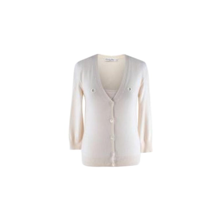 Cream Cashmere-Silk Cardigan and Vest Twin Set For Sale at 1stDibs