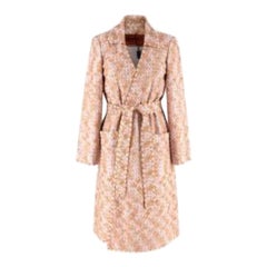 Pink and Orange Embroidered Belted Coat