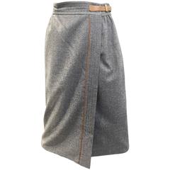 70s GUCCI grey wool wrap skirt