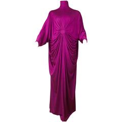 Dramatic Draped Waterfall Liquid Jersey Dress by Yuki. 1970's.