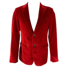 JOHN VARVATOS * U.S.A. Size 40 Regular Red Velvet Cotton Sport Coat