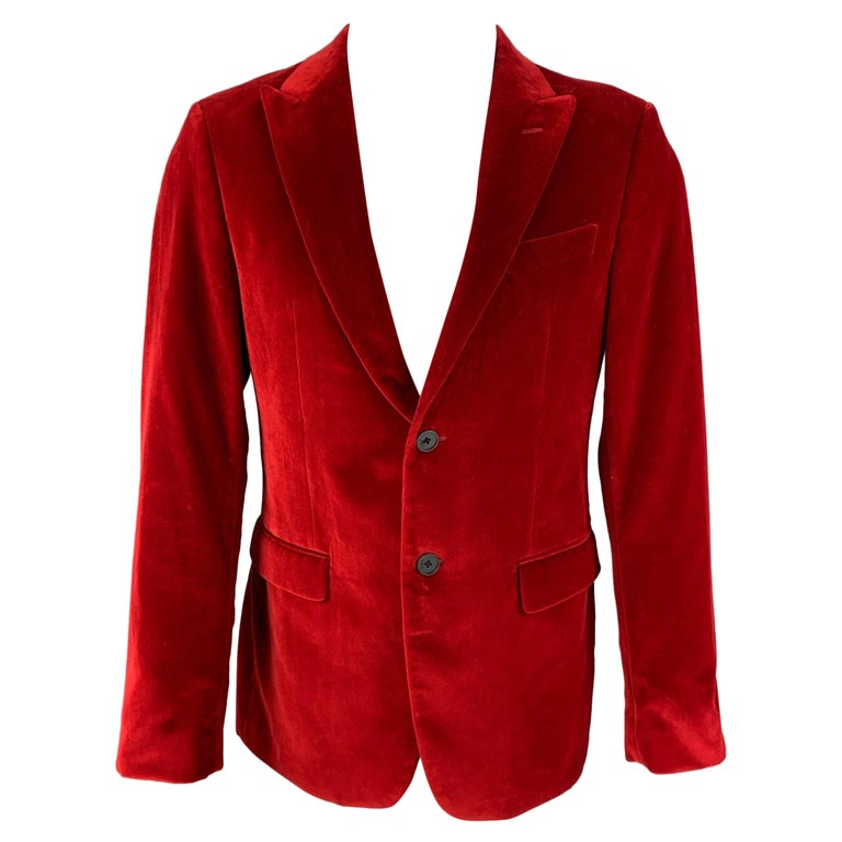 JOHN VARVATOS * U.S.A. Size 40 Regular Red Velvet Cotton Sport Coat For ...