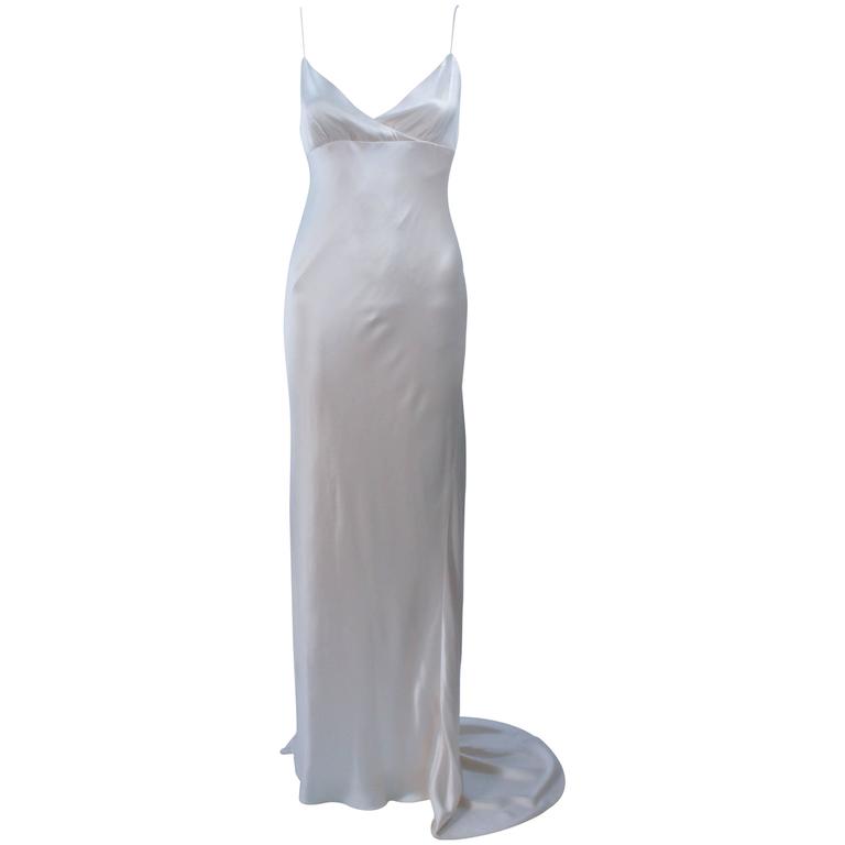white silk spaghetti strap dress