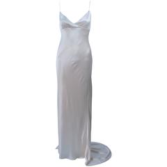MONIQUE LHUILLIER White Silk Bias Spaghetti Strap Wedding Gown Size 8