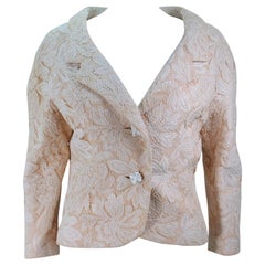 GALANOS Vintage Cream Floral Lace Jacket Size 6-8