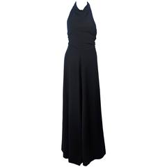JEAN PATOU Black Wool Full Length Draped Neck Halter Dress Size 10 4