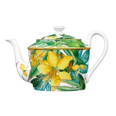Hermes Passifolia Teapot Limoges Porcelain New w/Box