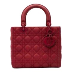 Cherry Red Medium Ultramatte Lady Dior Bag