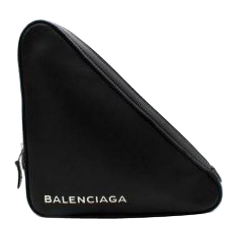 Black Leather Triangle Clutch Bag For Sale at 1stDibs
