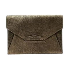 Gold Metallic Embossed Leather Clutch Bag