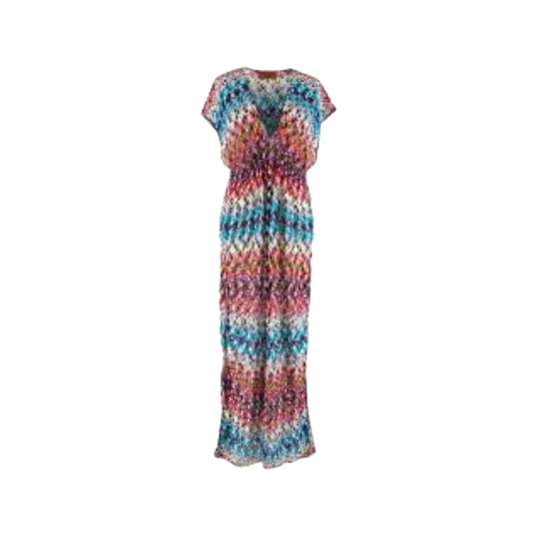 Mare Multicoloured Crochet-Knit Long Kaftan Dress For Sale at 1stDibs