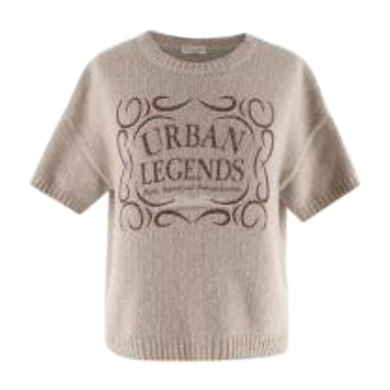 Beige Cashmere Urban Legends Knitted Top For Sale