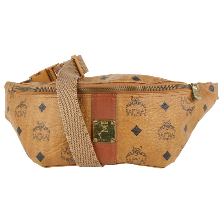 MCM Cognac Monogram Visetos Belt Bag Bumbag Waist Pouch 1014m3 For Sale at  1stDibs