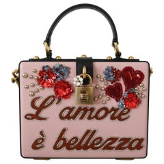 Dolce & Gabbana box bag leather with floral motifs, crystals and embellishments