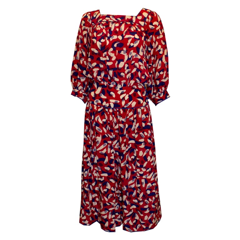 Vintage Anna Belinda Oxford Silk Dress For Sale at 1stDibs