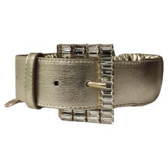 Gold tone leather swarovski belt NWOT 
