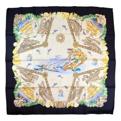 Écharpe de 90 cm en sergé de soie "Balade Oceane" d'Hermès, par Julie Abade, 1999.