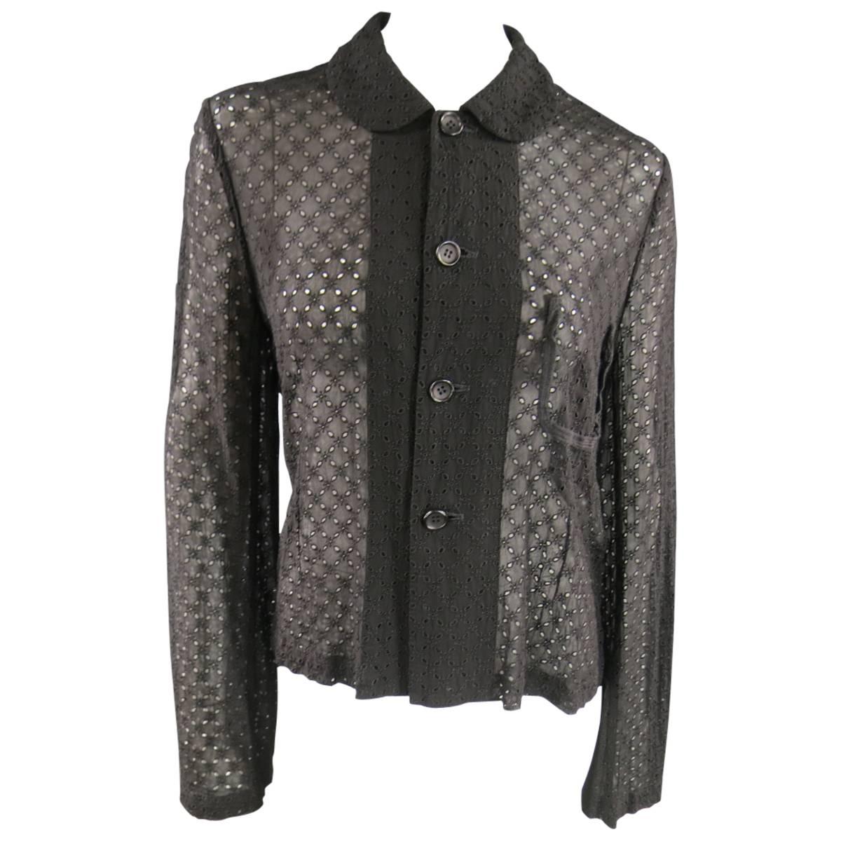 Comme Des Garcons Black Perforated Peter Pan Collar Jacket