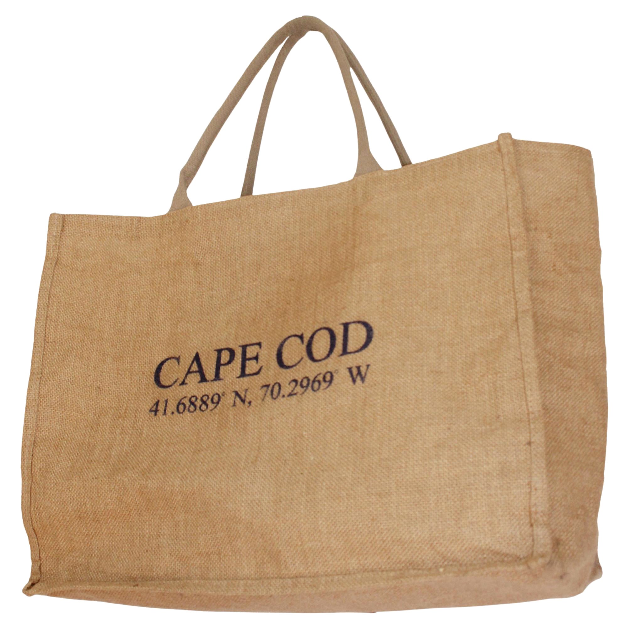 Authentique sac cabas surdimensionné en toile de jute CAPE COD en vente