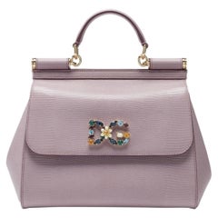 Dolce & Gabbana Medium Sicily Handtasche mit Griff aus Stoff und Leder mit Iguana-Druck