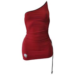 Gianfranco Ferre Deep Red Swimsuit with Regal Emblem Detail
