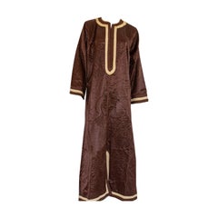 Moroccan Retro Brown Caftan, 1970 Maxi Dress Kaftan