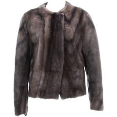 Brunello Cucinelli Dark Taupe Mink Zip jacket (Size 42)