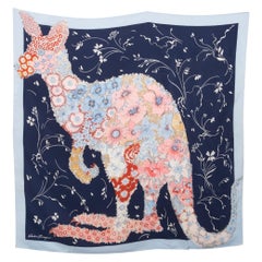Ferragamo Blue Kangaroo Silk Scarf