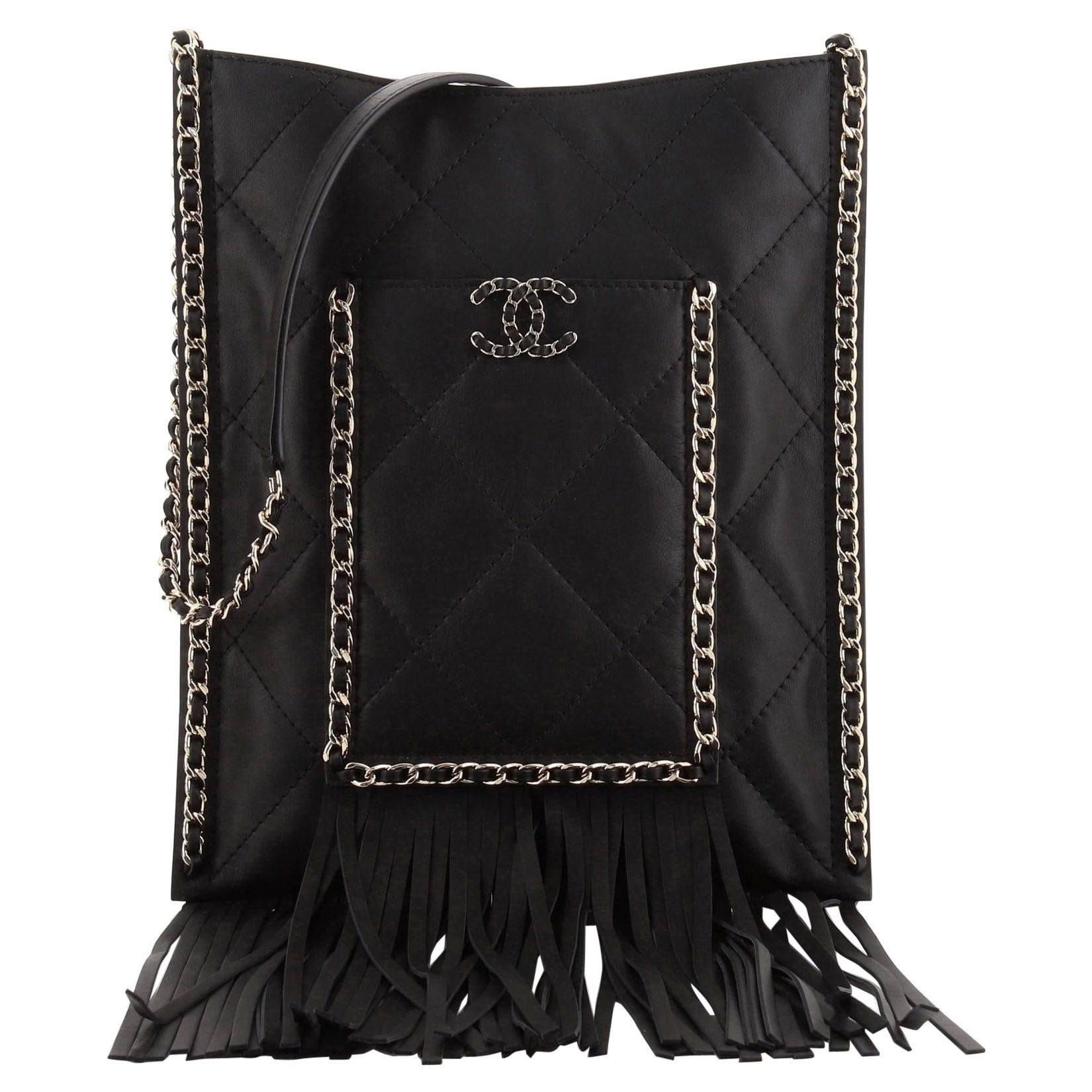 Black Chanel Small Fringe Shopping Bag, RvceShops Revival